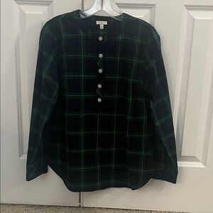 Talbots Navy and Green Tartan Plaid Shirt